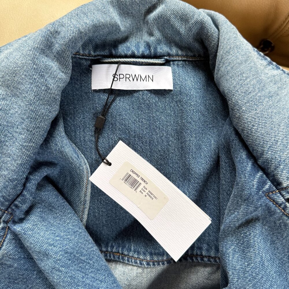 SPRWMN PARADIS CROPPED DENIM TRENCH - Picture 3 of 5